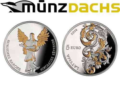 5 Euro Barockkunst Baroque Style Kurzeme Lettland Silber PP 2014