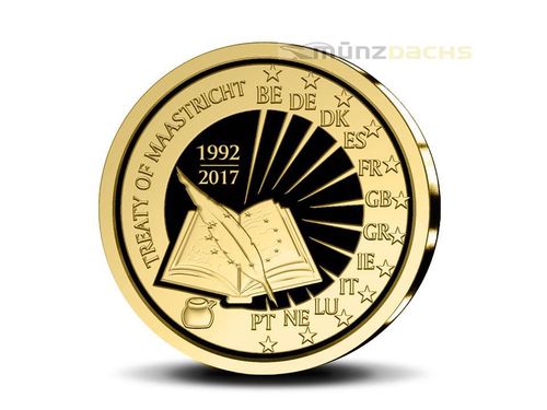 25 Euro 25 Jahre Maastricht Vetrag Treaty Belgien 1/10 oz Gold PP 2017
