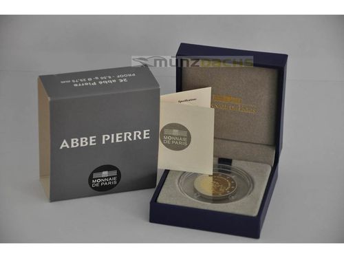 2 Euro Gedenkmünze Frankreich 100. Geburtstag Abbe Pierre 2012 PP Proof