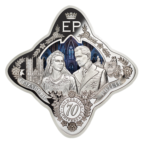 1 $ Dollar Royal Star Platinum Wedding Queen Elizabeth II Prince Philip Tokelau 1 oz Silber 2017 **