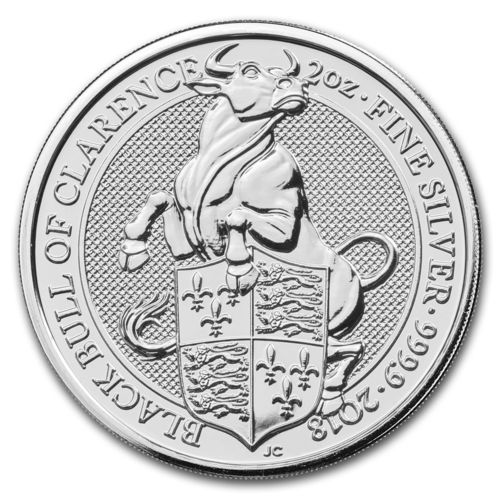 5 Pfund Pounds The Queen's Beasts The Black Bull of Clarence Großbritannien 2 oz Silber 2018 **