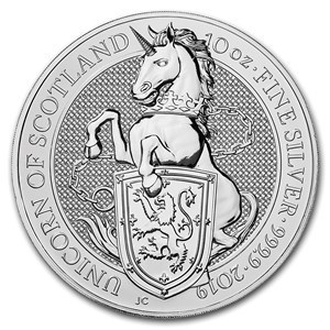 10 Pfund Pounds The Queen's Beasts The Unicorn of Scotland Grossbritannien UK 10 oz Silber 2019 **