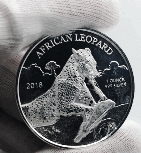 5 Cedis African Leopard - Afrikanischer Leopard Ghana 1 oz Silber 2018