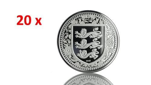 20 x 1 Pound The Royal Arms of England - Three Lions Gibraltar 20 x 1 oz Silber BU 2018 **