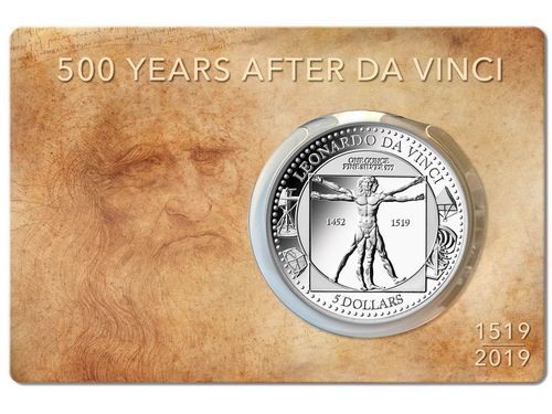 5 $ Dollar 500th Years after Leonardo Da Vinci - 500. Todestag Solomon Islands 1 oz Silber 2019