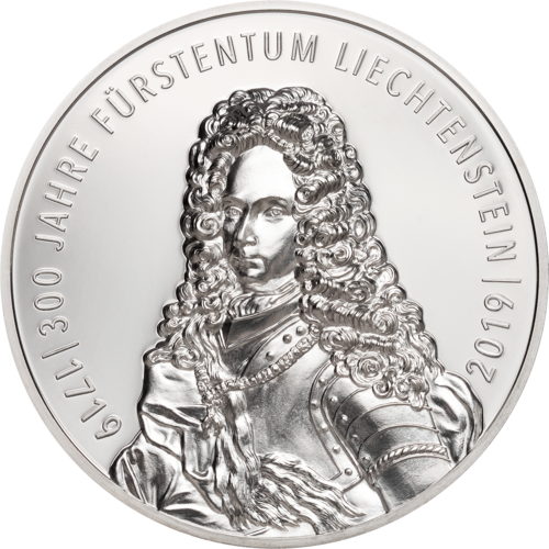 10 Franken - 300 Years - 300 Jahre Fürstentum Liechtenstein High Relief 2 oz Silber PP 2019 **