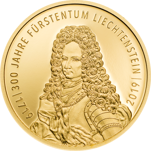 25 Franken - 300 Years - 300 Jahre Fürstentum Liechtenstein 1/4 oz Gold PP 2019