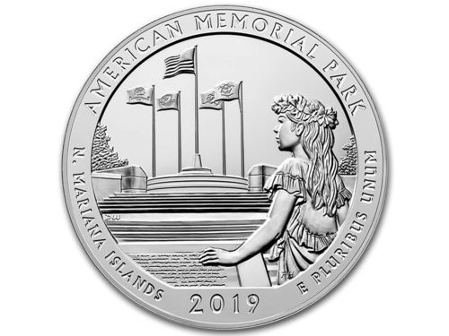 America the Beautiful ATB American Memorial Park N. Mariana Islands USA 5 oz Unzen Silber 2019 **