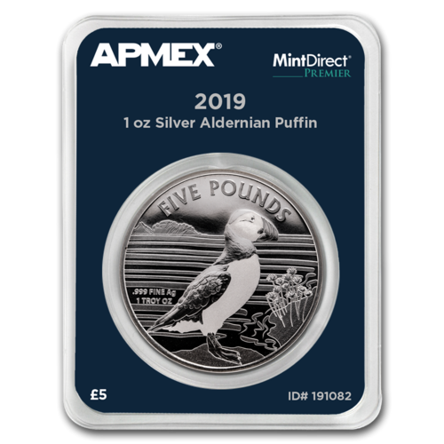 5 Pfund Pounds Puffin - Papageientaucher Apmex MintDirect® Premier Alderney 1 oz Silber 2019 **