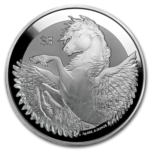 5 $ Dollar Pegasus British Virgin Islands 5 oz Silber 2019 Frosted BU **