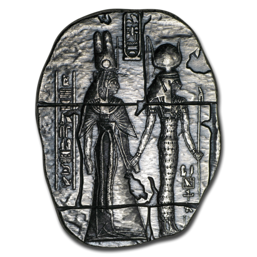 2 oz Hand-Poured Silver Relic Bar - 2 oz Silber Silberbarren Egyptian Goddesses