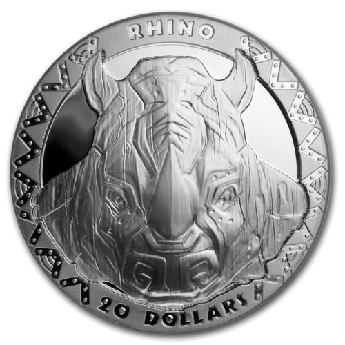 20 $ Dollar BIG FIVE - Rhino - Nashorn Sierra Leone High Relief 2 oz Silber PP 2019 **