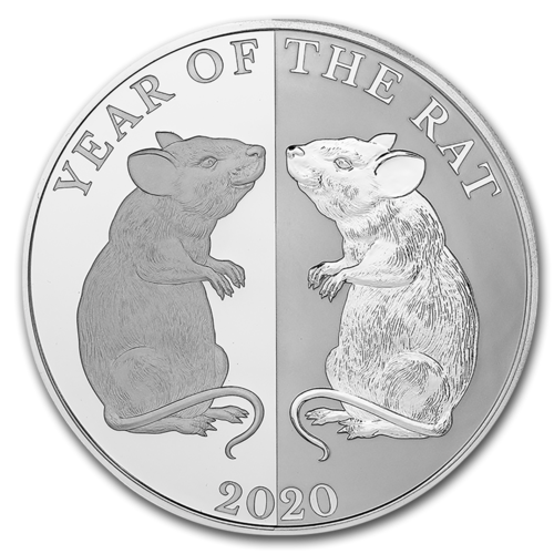 5 $ Dollar Mirror Lunar Jahr der Ratte Rat Maus Tokelau 1 oz Silber PP 2020 **