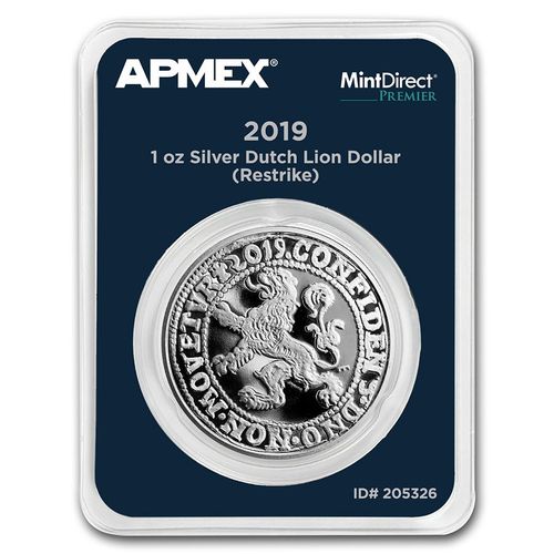1 oz Lion Dollar Restrike Netherlands Niederlande Apmex MintDirect® Premier 1 oz Silber 2019 **