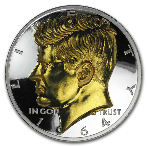 1 oz Silver Round American Legacy JFK John F. Kennedy Gilded Proof High Relief Incuse 1 oz Silber PP