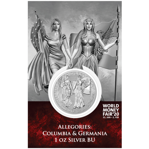 5 Mark Allegories - Germania & Columbia WMF World Money Fair Edition Berlin 1 oz Silber BU 2020 **