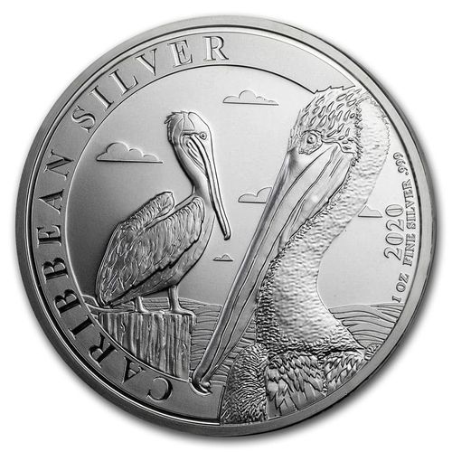 1 $ Dollar Caribbean Silver - Pelican - Pelikan Barbados 1 oz Silber 2020 **