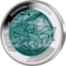 25 Dollar Pioneers of Aviation - Wright Brothers - Mother of Pearl Solomon Islands 5 oz Silber 2021