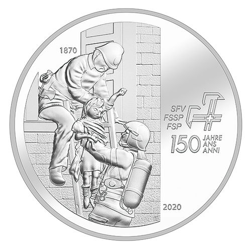 20 Franken 150 Jahre Schweizerischer Feuerwehrverband - Feuerwehr Schweiz Silber PP 2020 **