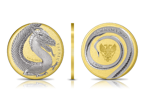 5 Mark Germania Beasts - Gold Fafnir 1 oz Silber Gilded BU 2020