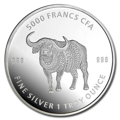 5000 Francs Mandala - Buffalo - Büffel Tschad Chad 1 oz Silber 2020 **