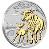 1 $ Dollar Lunar III Ochse Ox Australien 1 oz Silber gilded vergoldet 2021 **