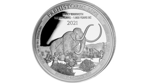 20 Francs Prehistoric Life - Wollhaarmammut Kongo Congo 1 oz Silber 2021 **