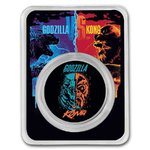 2 $ Dollar Godzilla vs. Kong - Face-Off Niue Island Coincard 1 oz Silber Colorized 2021 **