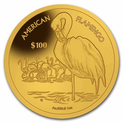 100 $ Dollar American Flamingo British Virgin Islands 1 oz Gold Reverse Cameo BU 2021
