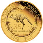 200 $ Dollar 35th Anniv. Australian Kangaroo Nugget Känguru Australien 2 oz Gold PP 2021