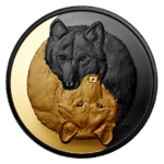 20 $ Dollar Black and Gold - The Grey Wolf Kanada 1 oz Silber + Rhodium 2021 **