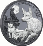 1 $ Dollar Australia at Night - Dingo Black Proof Niue Island 1 oz Silber 2021 **