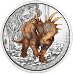 3 Euro Dino-Taler - Super Saurier - Styracosaurus Albertensis Österreich handgehoben 2021