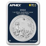 1 $ Dollar Lunar III Tiger MintDirect® Premier + PCGS First Strike Australien 1 oz Silber 2022 **