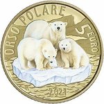5 Euro Bedrohte Tiere - Polar Bear - Eisbär - Orso Polare Italien PP 2021