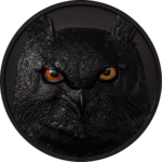 10 $ Dollar Hunters By Night - Eagle Owl - Uhu Palau 2 oz Silber Obsidian Black 2021 **