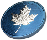 50 $ Dollar Maple Leaf Leaves in Motion - Blue Rhodium Plating Kanada 5 oz Silber 2022 **