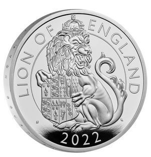 2 Pfund Pounds The Royal Tudor Beasts - The Lion of England - Grossbritannien UK 1 oz Silber PP 2022