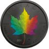 5 $ Dollar Rainbow Holo Maple Leaf Kanada 1 oz Silber + Ruthenium 2022 **