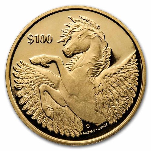100 $ Dollar Pegasus British Virgin Islands 1 oz Gold Reverse Cameo BU 2022