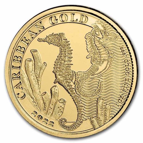 10 $ Dollar Caribbean Seahorse - Seepferdchen Barbados 1 oz Gold 2022