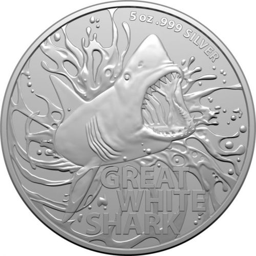 5 Dollar Australia's Most Dangerous - Great White Shark  Weißer Hai Australien 5 oz Silber 2022 **