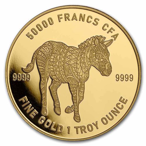 50000 Francs Mandala - Zebra Tschad Chad 1 oz Gold 2022