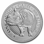 1 Pound Pfund Cash India Wildlife - Rhino - Nashorn St. Helena 1 oz Silber 2022 **