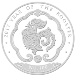 100 Ngultrum Lunar Year of the Rooster - Hahn Königreich Bhutan 1/2 oz Silber 2017