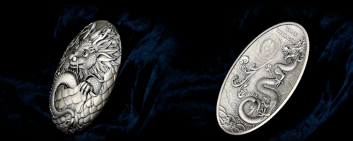 250 Francs Dragon Egg - Drachen-Ei 3D Shaped Ultra High Relief Djibouti 5 oz Silber 2024