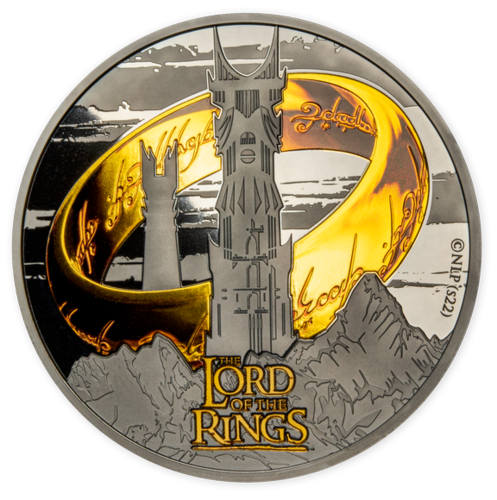 10 $ Dollar THE LORD OF THE RINGS™ Herr der Ringe™ Two Towers Samoa 5 oz Silber Black Platinum 2023