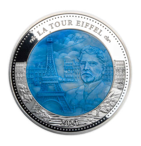 25 Dollar Gustave Eiffel - Eiffelturm - Mother of Pearl Solomon Islands 5 oz Silber PP 2023