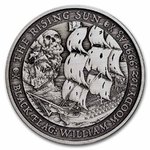 1 Dollar Black Flag - Piratenschiff Serie - The Rising Sun Tuvalu 1 oz Silber Antique Finish 2022 **