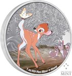 2 $ Dollar Disney™ 80 Jahre Bambi™ - Bambi und Schmetterling  Niue Island 1 oz Silber PP 2022 **